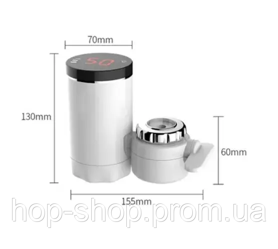 Электрический водонагреватель для кухни, проточный кран с мгновенным подогревом воды из термостойкого пластик - фото 10 - id-p1993651924