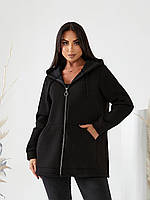 Жіночий короткий теплий трикотажний кардиган на флісі великих розмірів (р.52-58). Арт-2577/3