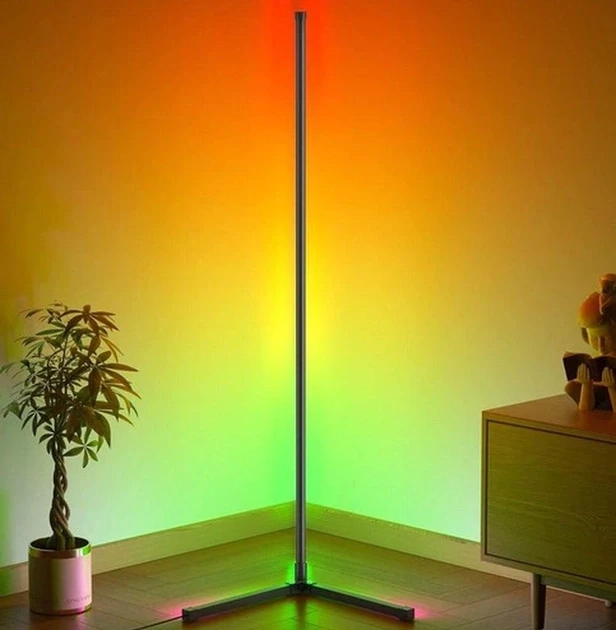 Підлогова кутова RGB-лампа торшер керування з пульта та телефона, підсвітка кімнати підлогова