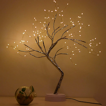 Настільний LED світильник 50см, DIY Auelife, Дерево Бонсай, від USB / Лампа-нічник на батарейках