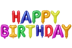 Гірлянда напис із куль happy birthday веселка 2214