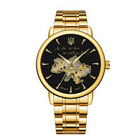 Механічний годинник з 3D ефектом Patriot 022-3D Не Забуду Дім Gold-Black Steel