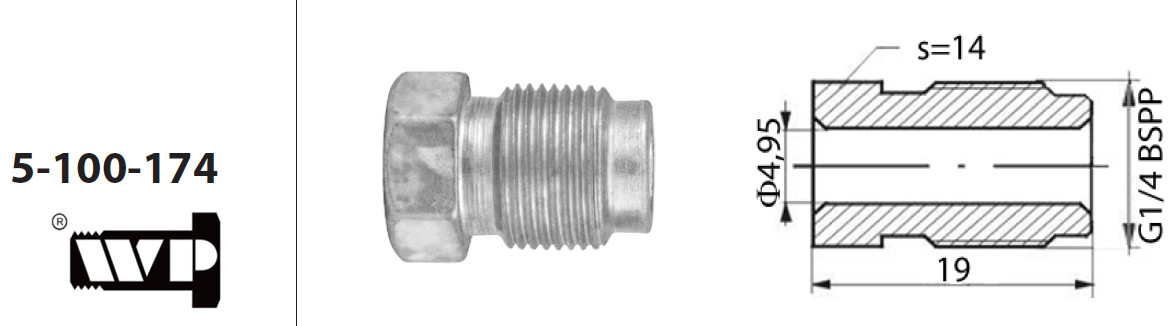 Наконечник WP 5-100-174 (G1/4" BSPP) під труб. 4.75 мм