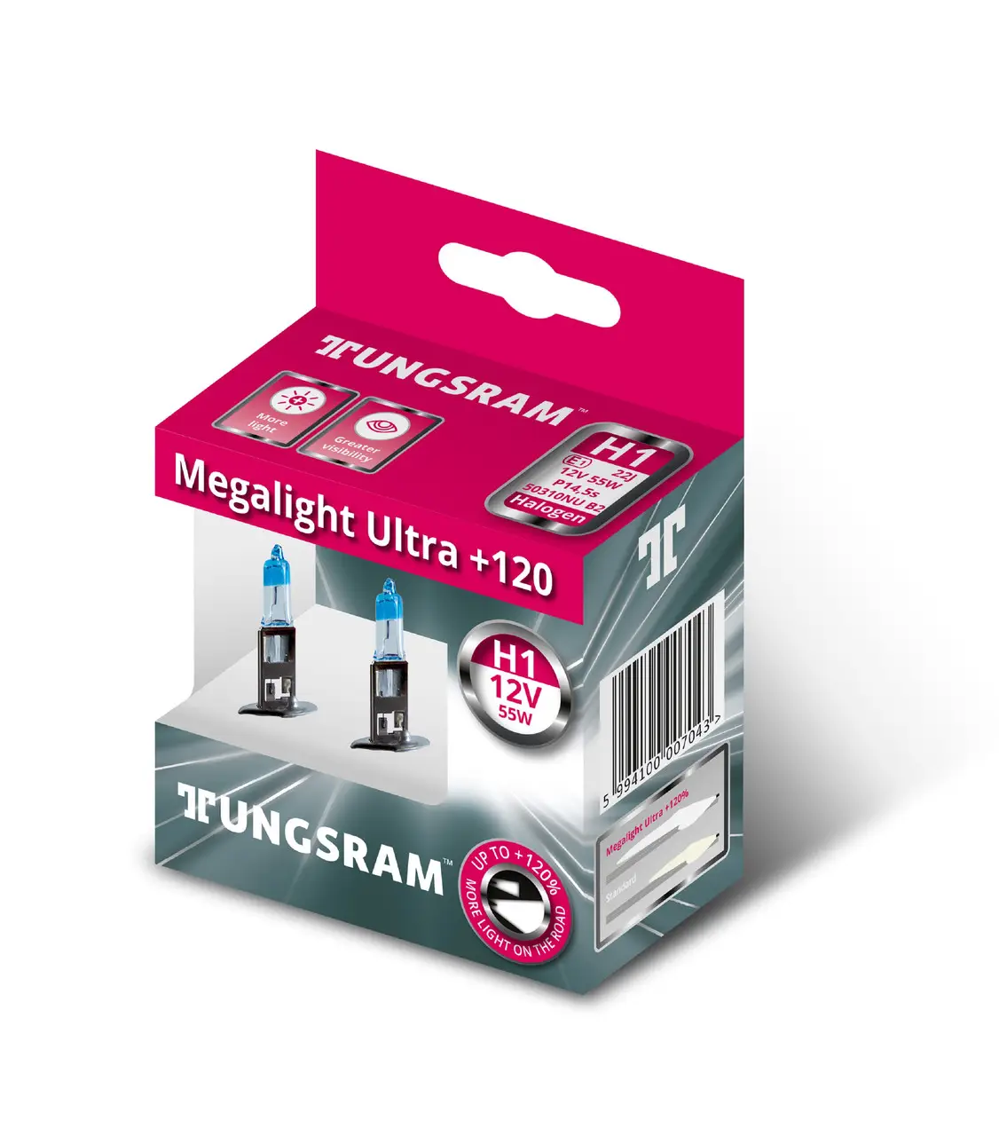 Лампа H1 12V 55 W Tungsram Megalight Ultra +120%
