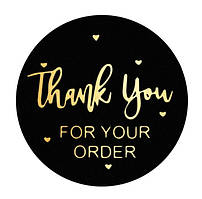 Стікер THANK YOU for your order. Black" 25 мм (100 штук)