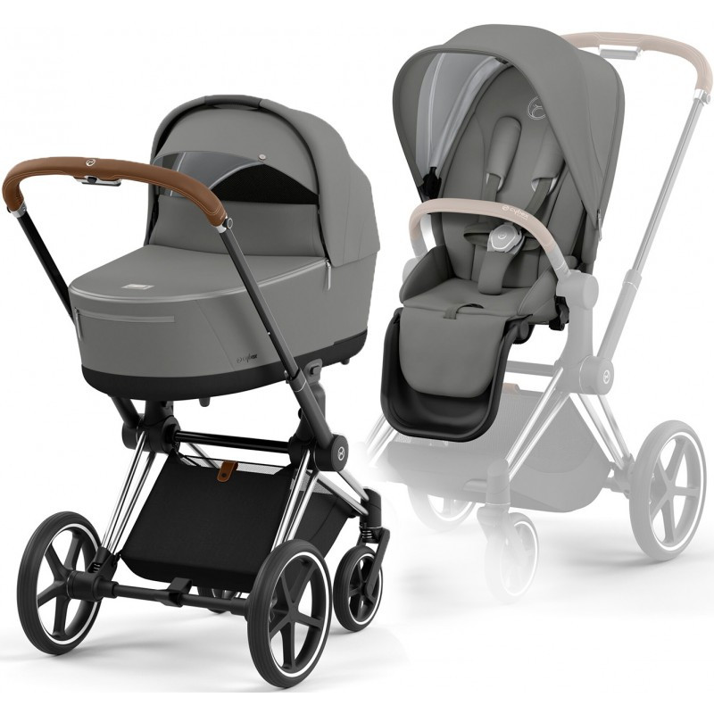 Cybex Priam 4.0 коляска 2 в 1 Mirage Grey шасі Chrome Brown