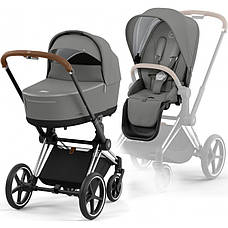 Cybex Priam 4.0 коляска 3 в 1 Mirage Grey шасі Chrome Brown, фото 3