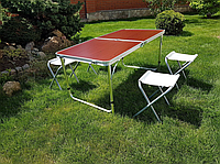 Розкладний туристичний столик для виїзду на природу та пікніка похідний стіл туристичний складаний +4 стільці