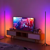 Напольная угловая RGB лампа торшер управление с пульта и телефона, светомузыка, подсветка комнаты