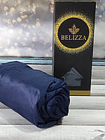 Простирадло сатинове на резинці з наволочками 160 або 180 на 200 см Belizza Home синє