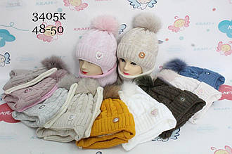 Шапка+хомут малыш вязка на завязках р.48-50 к3405 2023