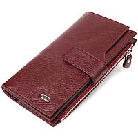 Вертикальный кошелек для женщин из натуральной кожи CANPELLINI 21645 Бордовый Toyvoo Вертикальний гаманець для