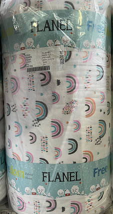 Дитяча бавовняна тканина 240 см для постільної білизни, набивна Фланель (байка) з малюнком веселка, рулон 25 м, фото 2