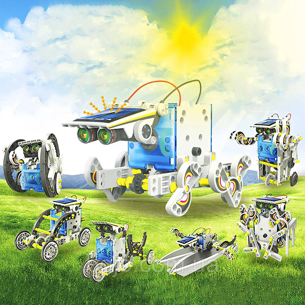 Робот конструктор на сонячній батареї Solar Robot 14 в 1 білого кольору (212)