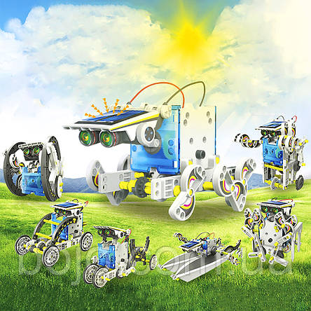 Робот конструктор на сонячній батареї Solar Robot 14 в 1 білого кольору (212), фото 1