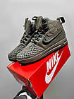 Чоловічі зимові кросівки Nike Lunar Force Duckboot сірі шкіряні до -21*С з хутром Найк Місяцьр, фото 10