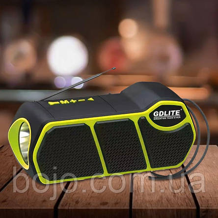 Портативна сонячна система 3в1 GD-LITE-11, з Bluetooth, LED-ліхтарем, FM/SW/AM, МР3, TF та USB-зарядкою, Жовтий, фото 1