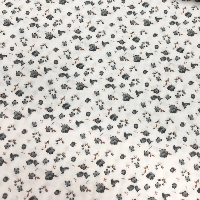 Тканина для постільної білизни Фланель (байка) дитяча FLB1066 (25м) дрібні сірі квіточки на білому
