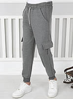 Спортивні штани, джогери дитячі на флісі 6-10 років 3-х нитка (сірі) (пр. Туреччина) (гурт)