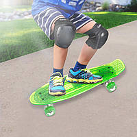 Пенниборд-скейт со ветящейся декой, колёса PU - светятся, Зеленый