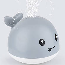 Іграшка для (ванної) купання дитини Spray water bath toy кит з фонтанчиком та LED підсвічуванням Сірий (212)