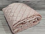 Покривало велюрове стьобане 250 на 260 см з наволочками Lizbon Home Туреччина рожеве, фото 3