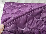 Покривало велюрове стьобане 250 на 260 см з наволочками Lizbon Home Туреччина фіолетове, фото 2