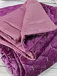Покривало велюрове стьобане 250 на 260 см з наволочками Lizbon Home Туреччина фіолетове, фото 8