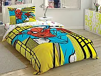 Комплект постельного белья ранфорс, простынь на резинке, для ребенка, подростка TAC Disney Spiderman Exciting
