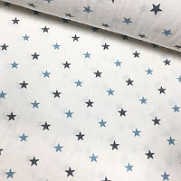 Ткань для постельного белья Фланель (байка) детская FLB1067 (25м) звездочки на белом