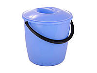 Ведро пищевое пластиковое с крышкой 10л голубой ТМ МЕД