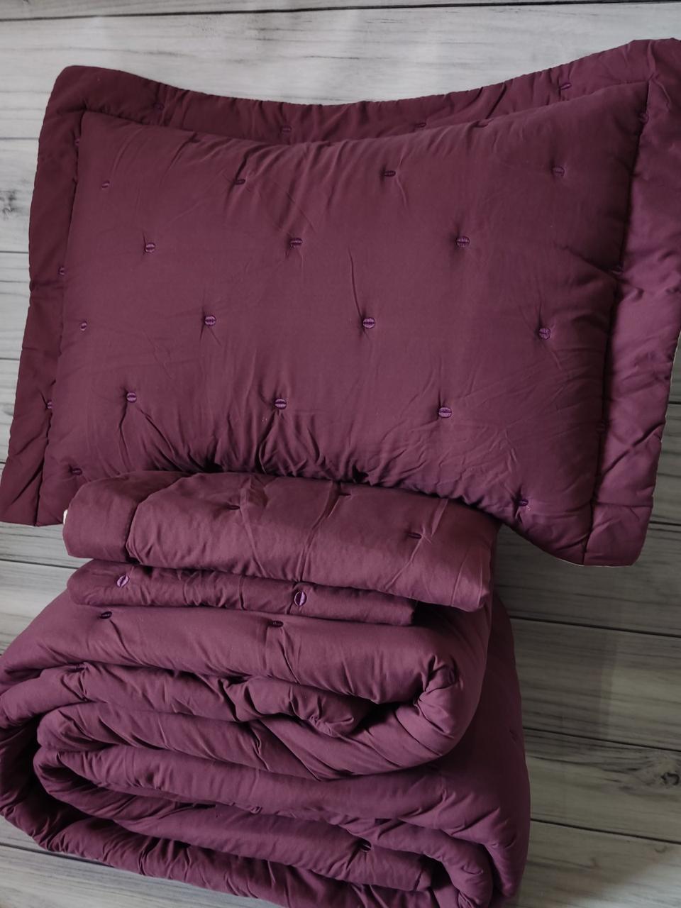 Покривало стьобане 260 на 260 см з наволочками Chester фіолетове, фото 1