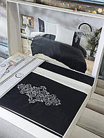 Постельное белье с вышивкой евро размер ранфорс Romeo Home черное