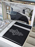 Постільна білизна з вишивкою євро розмір ранфорс Romeo Home чорно сіра, фото 3
