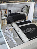 Постільна білизна з вишивкою євро розмір ранфорс Romeo Home чорно сіра, фото 5