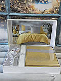 Постільна білизна з вишивкою євро розмір ранфорс Romeo Home жовта, фото 2