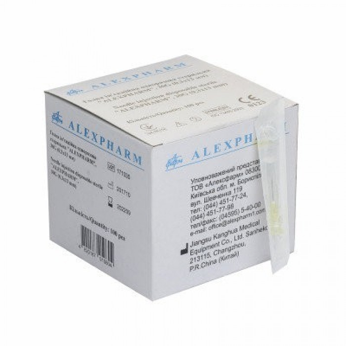 Голки ін'єкційні стерильні "ALEXPHARM" 30G (0,3х13), 100 шт