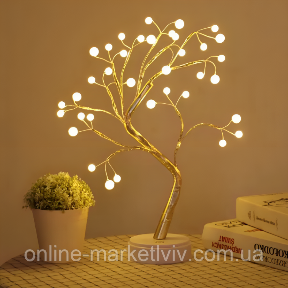 Настільний LED світильник 50см, DIY Auelife, Дерево Бонсай, від USB / Нічник / Лампа на батарейках, фото 1