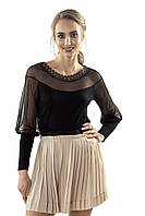 Женская нарядная блуза черного цвета с прозрачными вставками из сетки. Модель Brenda Eldar
