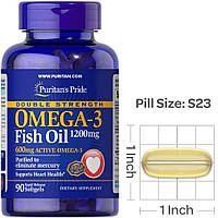 Жирные кислоты Омега 3 Omega-3 Fish Oil 1200 mg Puritan's Pride double strength 90 гел капс рыбий жир