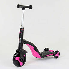 Самокат 3в1 Best Scooter S 868, самокат-велобіг-велосипед, світло, колеса PU, Рожевий (212), фото 5