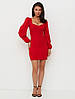 Коктейльне коротке плаття з довгим рукавом, клубне, червоне, фото 3