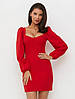 Коктейльне коротке плаття з довгим рукавом, клубне, червоне, фото 4
