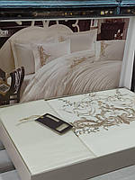 Люксовое постельное белье сатиновое с вышивкой евро размер Dantela Olivia Турция