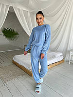 Тёплая махровая молодёжная пижама голубого цвета 42-44 46-48 50-52