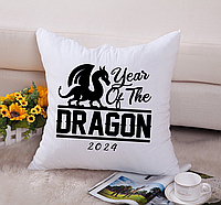 Подушка декоративная с новогодним принтом "Year of the Dragon 2024. Дракон 2024" Push IT