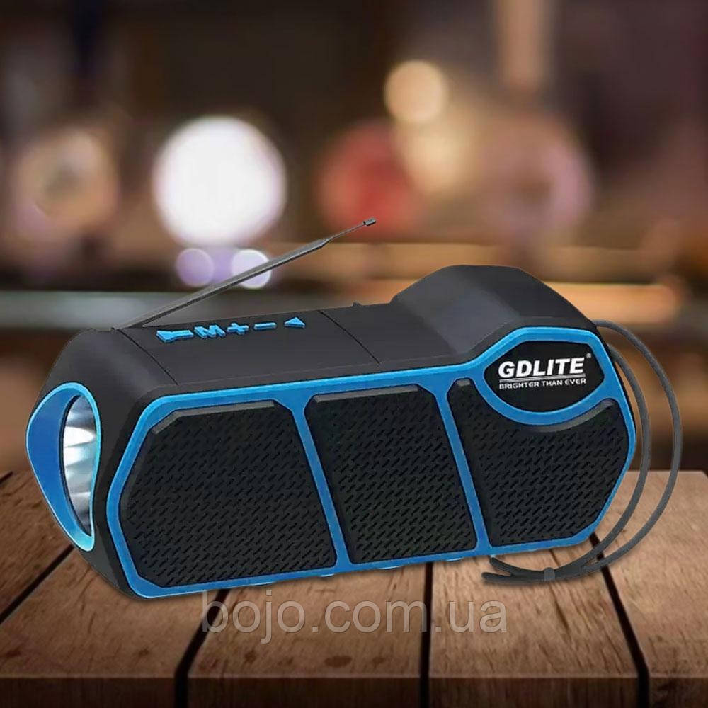 Портативна сонячна система 3в1 GD-LITE-11, з Bluetooth, LED-ліхтарем, FM/SW/AM, МР3, TF та USB-зарядкою, Синій