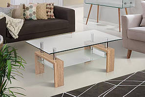 Стіл журнальний Кватро (скло/метал/дерево)