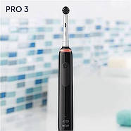 Електрична зубна щітка  Braun Oral-B Pro 3 3000 Pure Clean Black з дорожнім футляром + додаткова насадка, фото 6