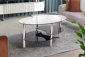 Стіл журнальний Ненсі чорний (скло/метал)